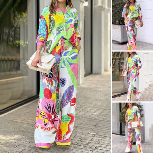💖Set din două piese pentru femei cu imprimare vibrantă casual