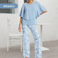 💐Set pantaloni imprimați și top cu gât rotund