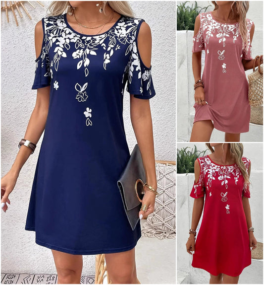 Rochie cu imprimeu floral cu mâneci decupate