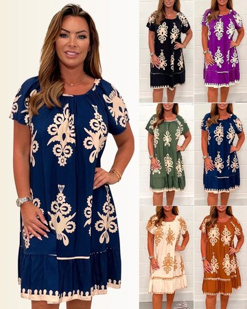✨✨✨【M-4XL】💃Rochie geometrică cu gât pătrat🌷😍💝