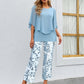 💐Set pantaloni imprimați și top cu gât rotund