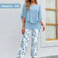 💐Set pantaloni imprimați și top cu gât rotund