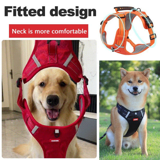 🔥🐶Reflective ham câine cu vestă reglabilă fără tragere