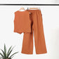 💕Set de vară din două piese – top cu nasturi și pantaloni largi