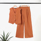 💕Set de vară din două piese – top cu nasturi și pantaloni largi