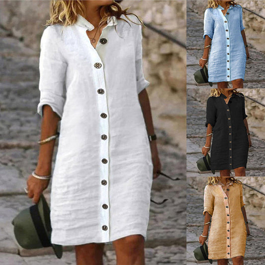 💃Rochie minimalistă respirabilă cu nasturi pentru femei