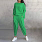 💖Set de 2 piese cu bluză cu mâneci lungi și gât rotund și pantaloni