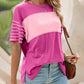 💕Vânzare limitată 50% OFF💕Femeii Casual rotund gât dungat Color Clash scurt maneca Top