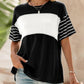 💕Vânzare limitată 50% OFF💕Femeii Casual rotund gât dungat Color Clash scurt maneca Top