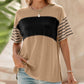 💕Vânzare limitată 50% OFF💕Femeii Casual rotund gât dungat Color Clash scurt maneca Top