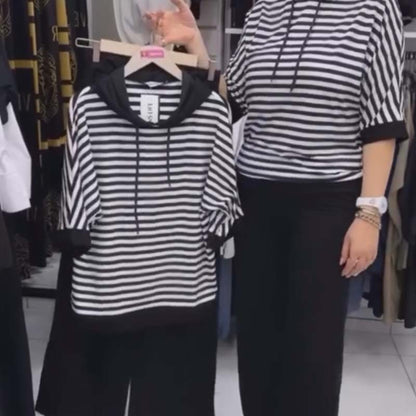 🌷🌷🌷【S-5XL】🔥 Top cu dungi casual pentru femei și set de pantaloni solizi💋✨🥰