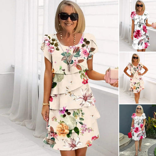 【S->5XL】🌸 Rochie în cascadă cu imprimare florală în mai multe plante