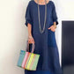 💕Fustă maxi cu patchwork din bumbac și in