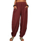 👚 Pantaloni cu picior lat din in și bumbac pentru femei