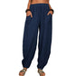 👚 Pantaloni cu picior lat din in și bumbac pentru femei