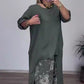 ✨Tricou asimetric pentru femei și pantaloni imprimați, set 2 piese