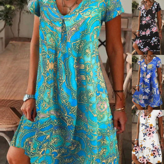 🌺Rochie maxi elegantă cu imprimeu floral și decolteu în V