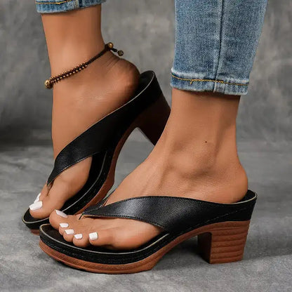 💕Femeii de vară Chunky Heel Flip Flops
