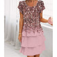 Rochie elegantă cu decolteu rotund și imprimeu floral