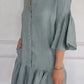 Femeii Casual V-Neck Ruffle rochie cămașă