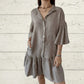 Femeii Casual V-Neck Ruffle rochie cămașă