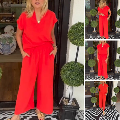 Set de două piese casual de culoare solidă pentru femei