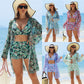 💖Set de costume de baie pentru femei din 3 piese - cover-up, top de bikini și pantaloni scurți👙