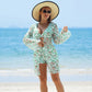 💖Set de costume de baie pentru femei din 3 piese - cover-up, top de bikini și pantaloni scurți👙