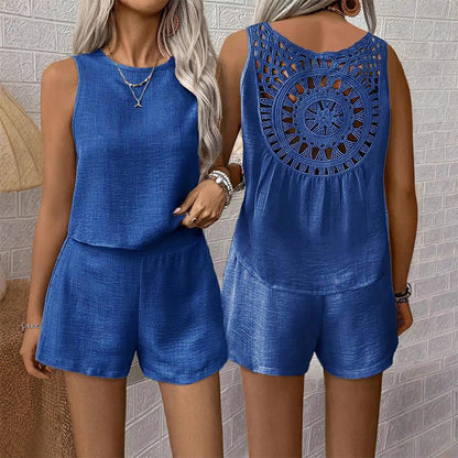 Set din două piese pentru femei, top + pantaloni scurți