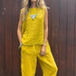 ✨Confortabil și respirabil💟Ținuta de damă din 2 piese Top lejer fără mâneci și pantaloni lungi