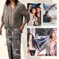 Femei moda liber cardigan cămașă și pantaloni cu talie înaltă Set din două piese