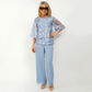 👚 Set Elegant Femei: Top cu Volane + Pantaloni Largi 🌿 | Silueta Fluida