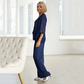 👚 Set Elegant Femei: Top cu Volane + Pantaloni Largi 🌿 | Silueta Fluida