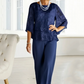 👚 Set Elegant Femei: Top cu Volane + Pantaloni Largi 🌿 | Silueta Fluida