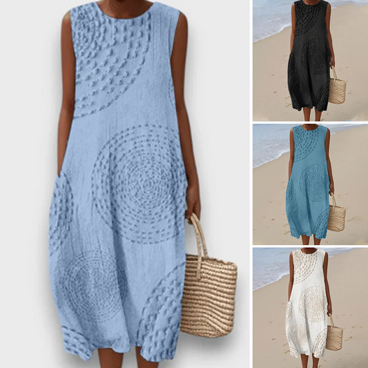 Rochie de plajă fără mâneci cu modele brodate