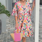 Rochie midi imprimată cu decolteu în V