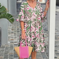 Rochie midi imprimată cu decolteu în V