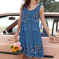 👗Rochie fără mâneci din denim imprimat vintage