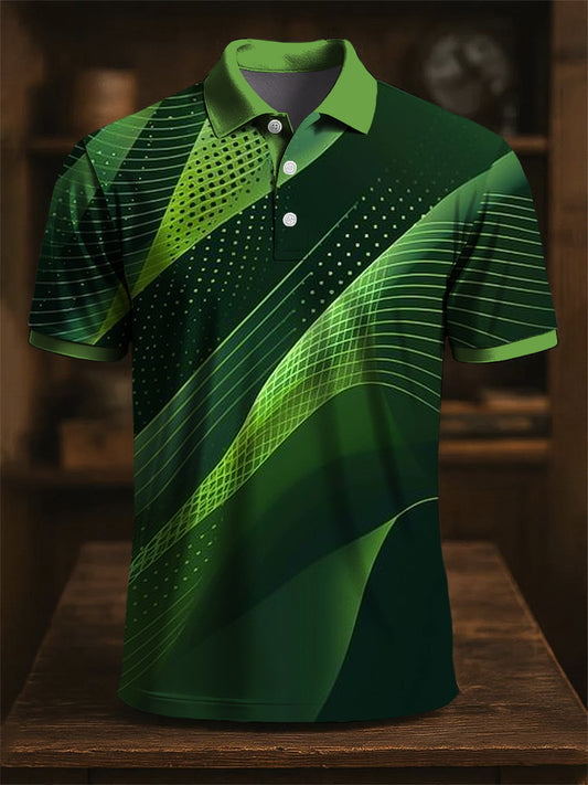 Retro Line Polka Dot Texturate Art Print Casual Afaceri Polo tricoure