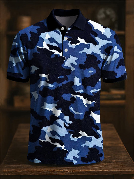 Bărbați Vintage Abstract Camuflage Art Print Casual Polo tricoure