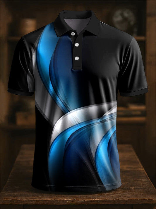 Bărbaţi Retro Linie Abstractă Art Print Casual Afaceri Polo cămaşă