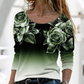 【S-4XL】🌸Top cu mânecă lungă și guler rotund, cu imprimeu floral