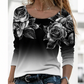 【S-4XL】🌸Top cu mânecă lungă și guler rotund, cu imprimeu floral