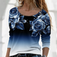 【S-4XL】🌸Top cu mânecă lungă și guler rotund, cu imprimeu floral