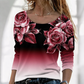【S-4XL】🌸Top cu mânecă lungă și guler rotund, cu imprimeu floral